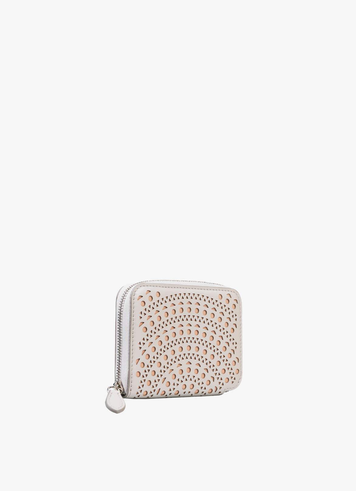 ZIPPED OPENWORK LEATHER CARDHOLDER
 ALAÏA PERLE/SANDY ZIPPED OPENWORK LEATHER CARDHOLDER